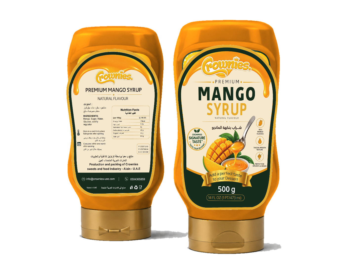 03-crownies-mango-syrup-exact-label-front-back Mango Syrup - Image 1